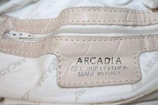 Arcadia Purse Shopper Satchel Duffel Gym Handbag Tote Cream Italian 