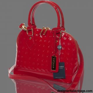 Arcadia Italian Designer Red Monogram Vernis Leather Bowling Purse Bag 