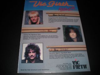 Vic Firth Drumsticks Tommy Lee Carmine Appice 1990 Print Ad