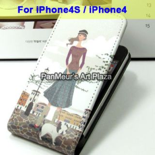 Apple iPhone 4S 4 Cute Protective Cell Phone PU Leather Case Cover 