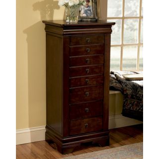Wooden Cherry Jewelry Armoire Box Standing Chest Drawers Mirror Powell 