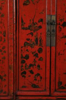 Antique Pair of Original Painted Chinese Armoires Cabinet c1770
