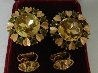Vintage Avon Rhinestone Pendant Brooch and Earring Set