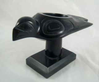 Vintage 1982 Argillite Eagle Bowl Haida Canadian Carving Greg White 