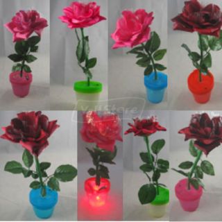 NEW Red/Pink Rose Flowers Transparent Vase Artificial Decor