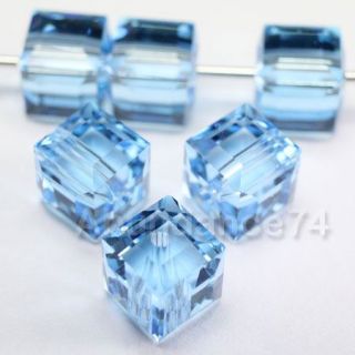 12 Pcs Swarovski 5601 4mm Cube Crystal Bead Aquamarine