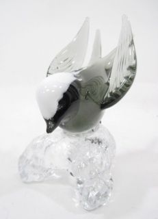 you are bidding on a arte murano icet crystal black swallow bird 