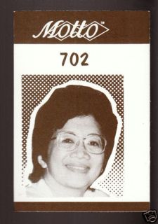 President Corazon Aquino 1987 Motto Game Card 702