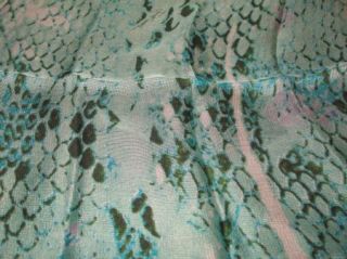 Auth Just Cavalli Silk Scarf Snake Pattern Green Blue Tan