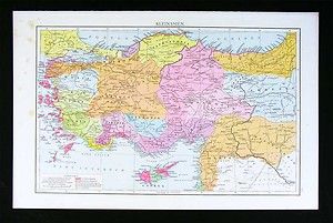 1886 Droysens Map Asia Minor Greece Persia Cyrus Route Turkey Cyprus c 