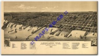 1886 Ashland Wisconsin Ashland County Wi USA Map CD