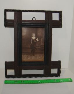Tramp Art Frame w Antique Photo