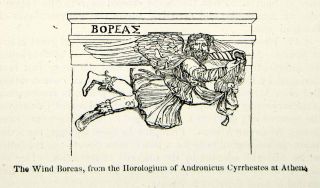   Engraving Wind Boreas Monument Horologium Andronicus Cyrrhestes Athens