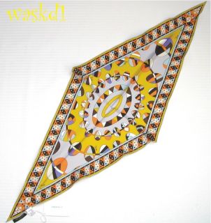   EMILIO PUCCI mustard yellow ATOM silk twill Diamond shaped scarf NWT