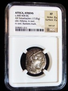 Attica Athens Striking C 440 404 Silver AR Tetradrachm NGC XF