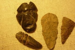 Indian Artifacts & Arrowheads 2 polished carved rocks very unique 2 
