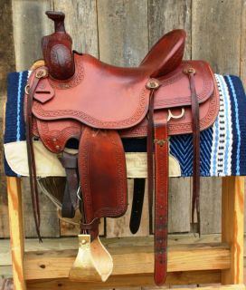 Used 16 1 2 Ranch Roping Saddle by Bar B Saddlery Terrell TX