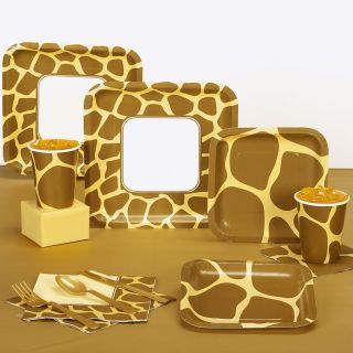 GIRAFFE ANIMAL PRINT TODDLER BIRTHDAY PARTY PACK FOR 8 PARTYWARE 