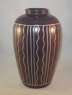 Vintage Art Deco Ceramic Vase Dark Purple