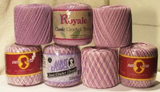 15 Balls Crochet Thread Cotton Sz 10 Pink Lilac Purple Aunt Lydia 
