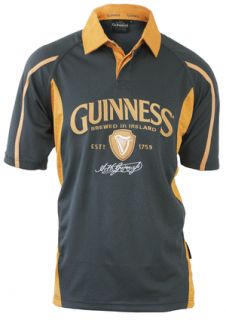 Official Guinness Charcoal and Mustard Mesh Rugby Shirt