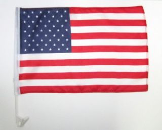 NEW 2 American Flags Car Window US 50 Stars 13 Stripes 100% Polyester 