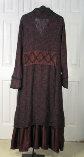Cynthia Ashby Linen with Silk Duster / Coat   Blacked Burgandy