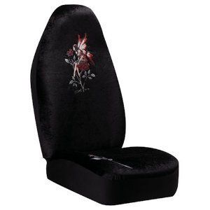 Auto Expressions Amy Brown Rose Black Universal Front Seat Cover 