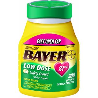 Bayer Low Dose Aspirin Pain Reliever 81mg Enteric Coated Tablets 300 