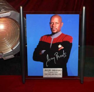   AVERY BROOKS in person and is mounted in this hi tech silver & glass