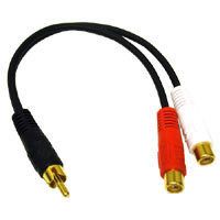 RCA Audio Y Gold Splitter Cable 1 One M Male Mono Jack to 2 Two F 