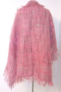 Avoca Ireland Pink Gray Handwoven New Wool Throw Shawl Wrap