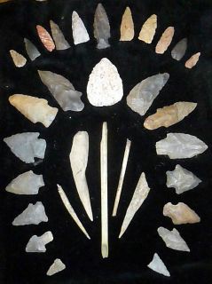    Artifact Collection Arrowheads Bone Perfirator Awls Pusher Threader