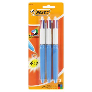 BIC 4 Color Retractable Assorted Medium Ball Pens 3 Pack