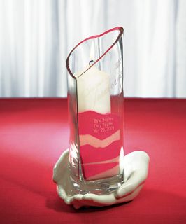 Wedding Heart Shaped Glass Memorial Vase Candle Holder