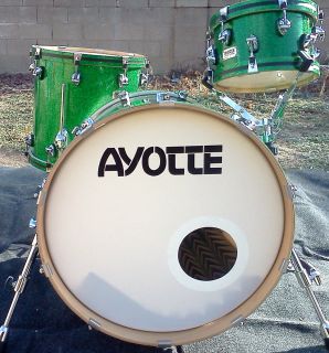 Ayotte Custom Maple Drum Set 20 10 14 Green Sparkle