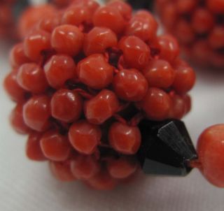 Very RARE Art Deco Coral and Onyx Necklace