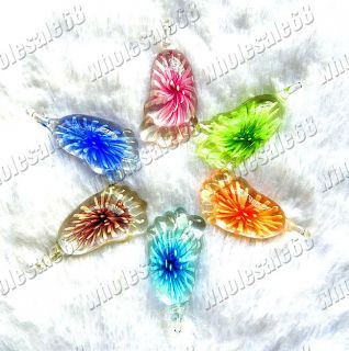   12pcs Flower Lampwork Murano Glass Bead Baby Foot Art Pendants