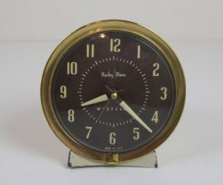 Vintage Working Westclox Baby Ben Alarm Clock Cream w Black Face Parts 