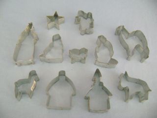 11 METAL Nativity COOKIE CUTTERS Mary Joseph Baby Stable Angel Camel 