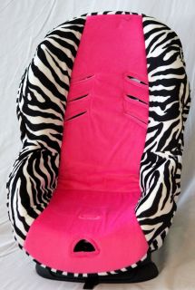 BABY CAR SEAT COVER FITS BRITAX ROUNDABOUT. ZEBRA/HOT PINK. SOFT 
