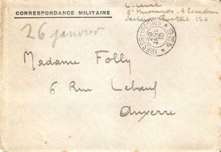   FRANCE 1915 TRESOR ET POSTES COVER to AUXERRE CORRESPONDANCE MILITAIRE