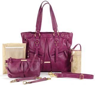 Timi & Leslie Faux Leather Baby Diaper Bag Dawn Raspberry NEW TL 218 