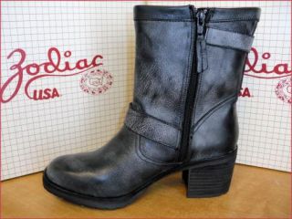 New Zodiac USA Audra Black Leather Boots Womens Size 8 5