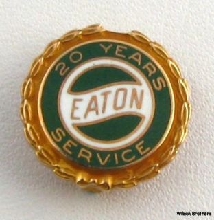 Eaton Company Pin 20 Years Service Award Vintage 10K Gold Lapel Pin 