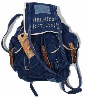 ralph lauren rrl blue canvas reef sack utility backpack bag