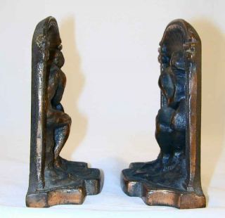 Vintage Bronzed Cast Iron Bookends Auguste Rodins The Thinker