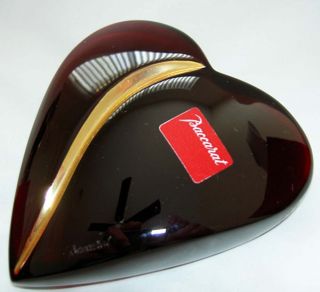   Baccarat Ruby Red 18K Puff Heart of Passion Crystal Paperweight