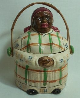   Cookie Jar Basket Handle Negro Memorabilia Vintage Aunt Jemima