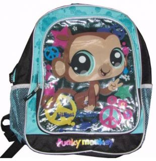   Trendy School Full Sized Backpack Littlest Pet Shop Funky Monkey EUC